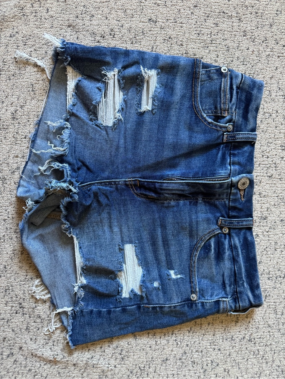 American Eagle Outfitters Distressed Dark Blue Denim Jean Shorts